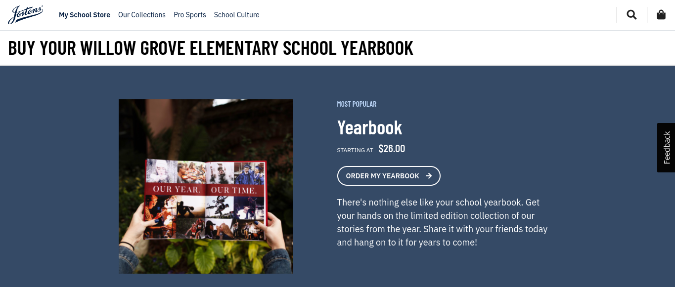  Screenshot of yearbook website homepage